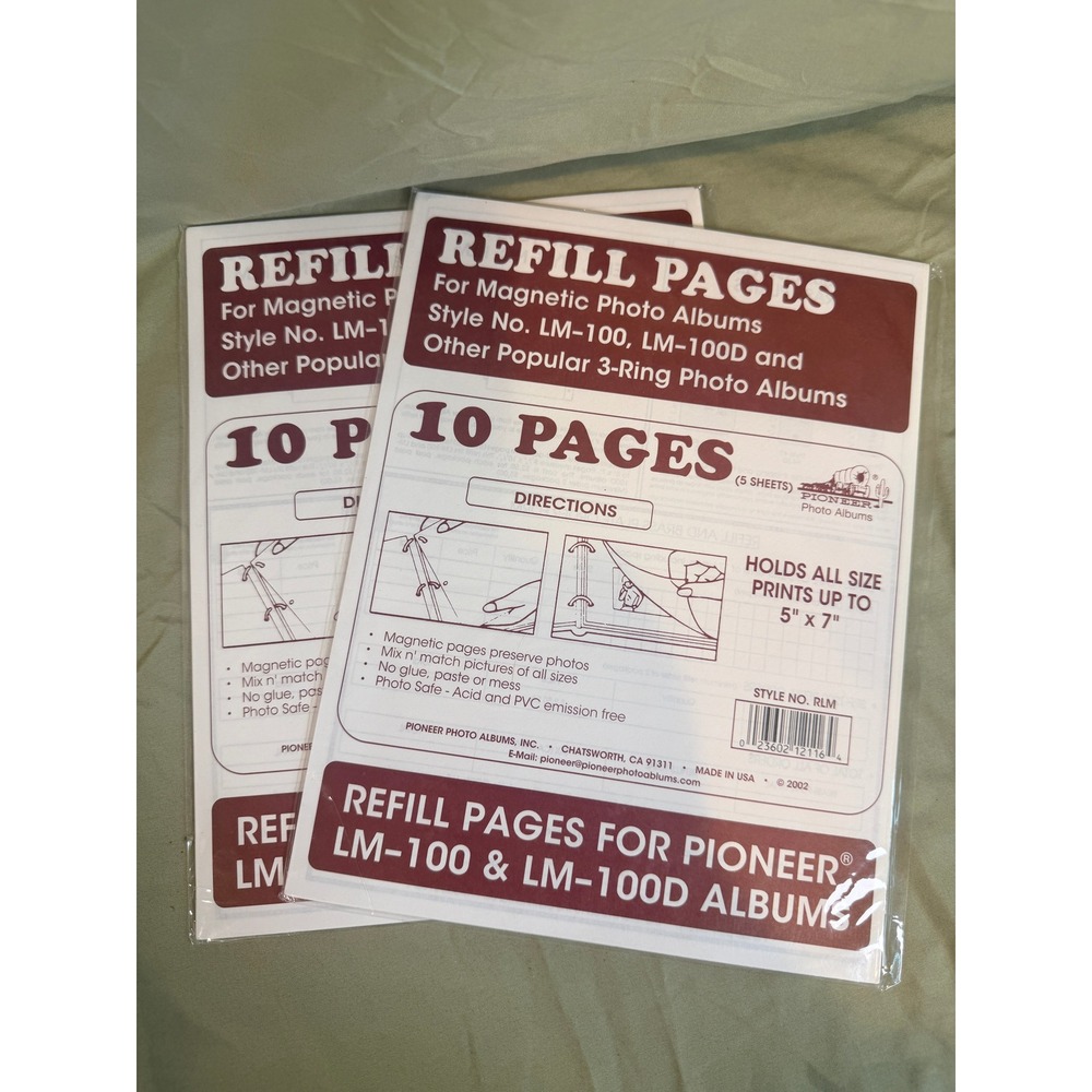 2 Pack Pioneer RLM Magnetic Photo Album Refill Pages LM-100 LM-100D 20 Total